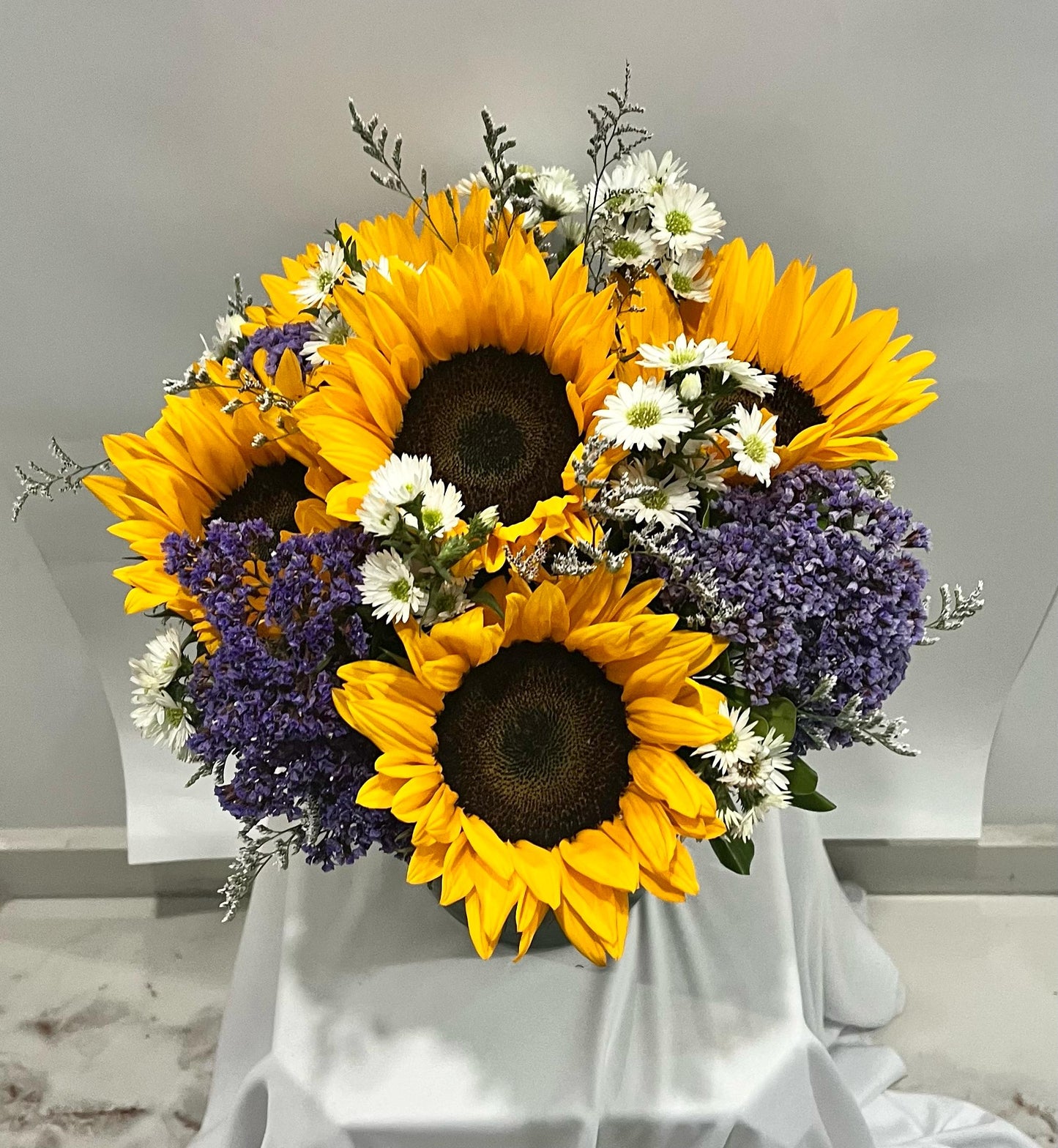 Arreglo espuma de girasoles