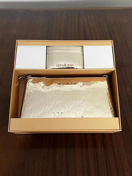 Set Michael Kors Bolsa+Tarjetero metalic