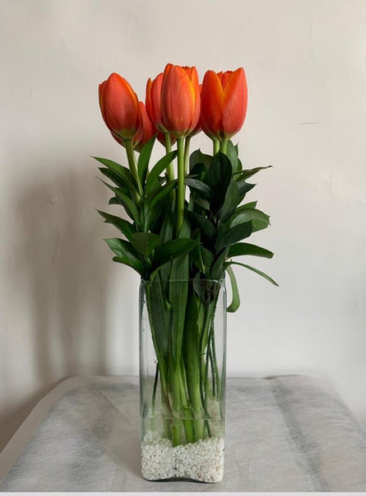 Arreglo tulipán naranja